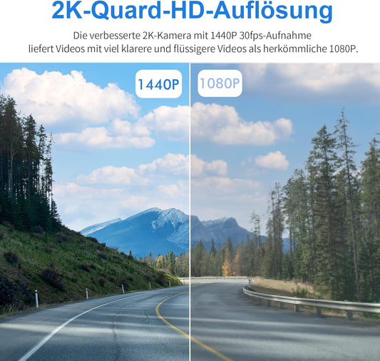 KAWA 2K Car Dashcam, Mini In-Car Camera, Full QHD 1440p WiFi Dashcam, Super Night Vision, 145° Wide Angle, G-Sensor, WDR, Cyclic Recording, Up to 256G, D6