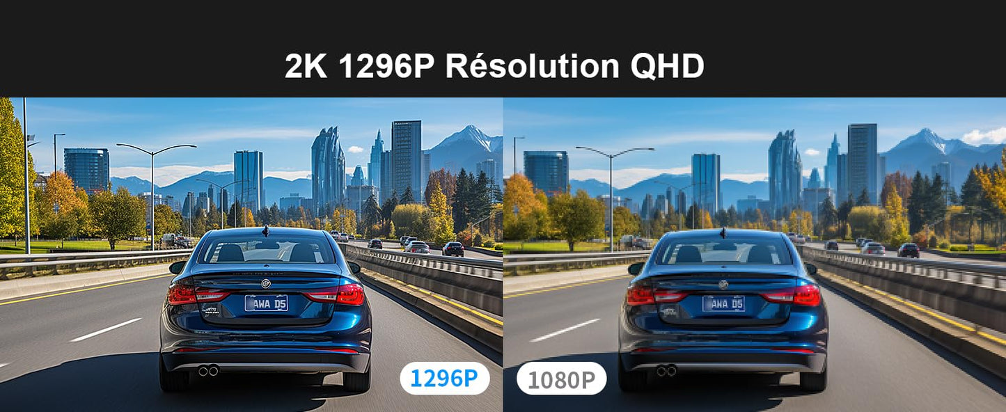 KAWA 1296P Front Car Dashcam, Mini Camera for Cars with Application, WiFi, WDR Night Vision, 360° Rotating, 135° View Angle, 24H Parking Monitoring, G-Sensor, D5