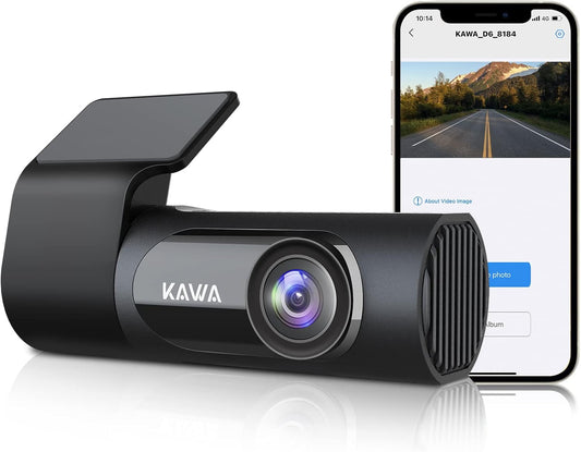 KAWA 2K Car Dashcam, Mini In-Car Camera, Full QHD 1440p WiFi Dashcam, Super Night Vision, 145° Wide Angle, G-Sensor, WDR, Cyclic Recording, Up to 256G, D6